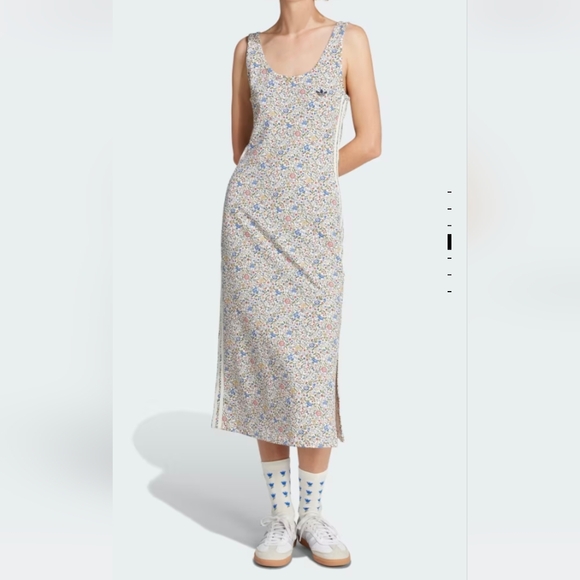 Adidas Originals x Liberty London Bodycon 3-Stripes Maxi Dress Floral US Large - Picture 1 of 3